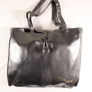 COPY - Pola Large Tote Bag Black Very Soft Leather Shoulder Strap 16" X 14" Bra…